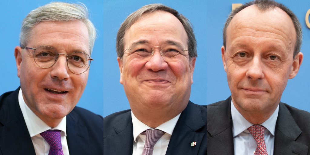 Norbert Röttgen, Armin Laschet en Friedrich Merz.