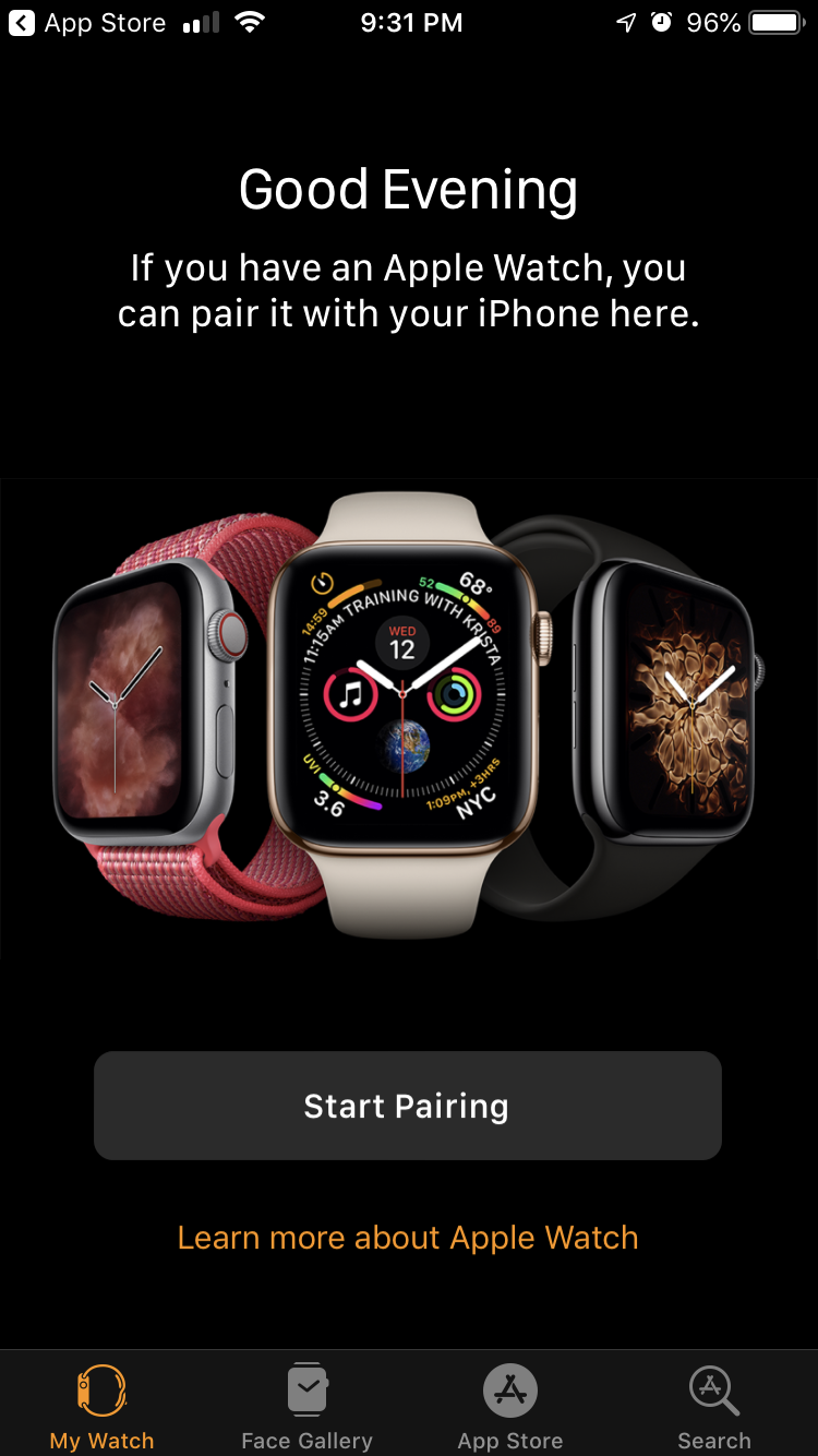 iPhone Start Pairing Apple Watch