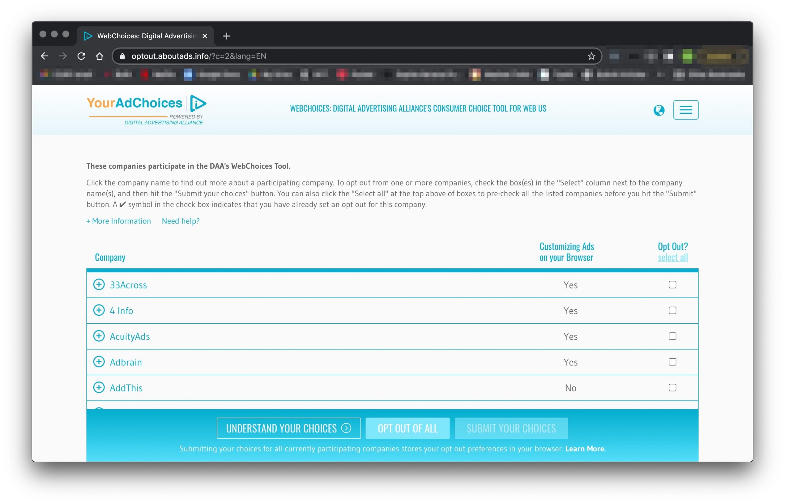 How to mass opt out of AdChoices data collection   3