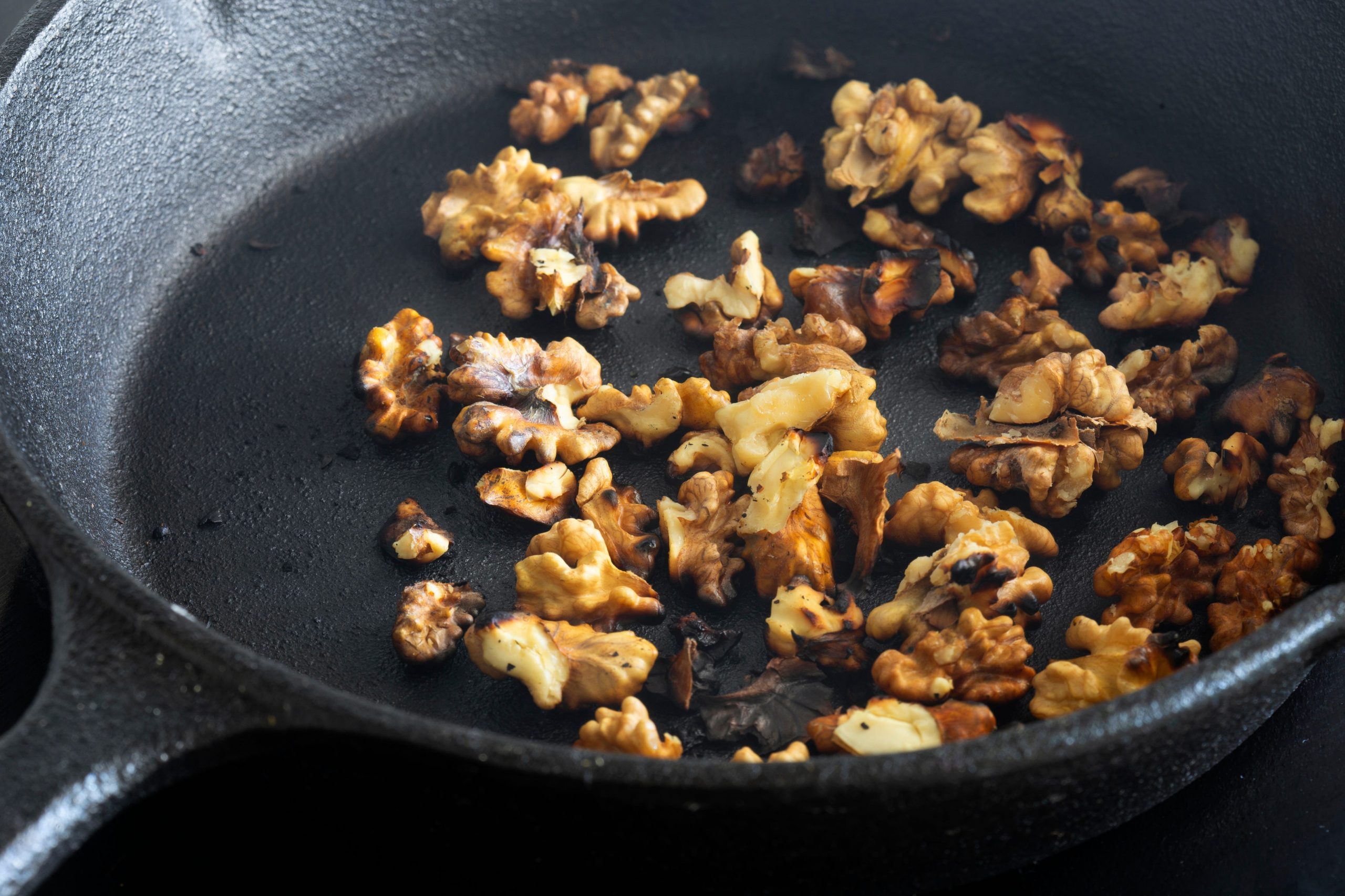 walnuts in skillet