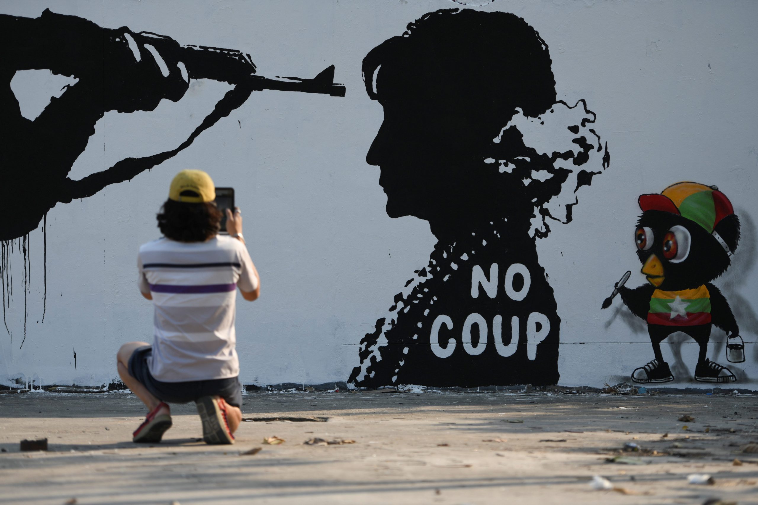 Myanmar Grafitti No Coup Febraury 6 2021.JPG