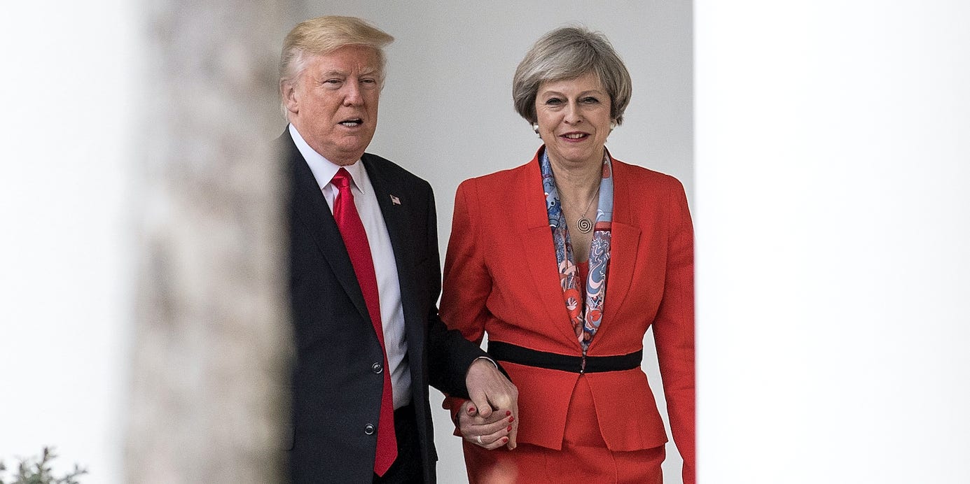 theresa may donald trump holding hands