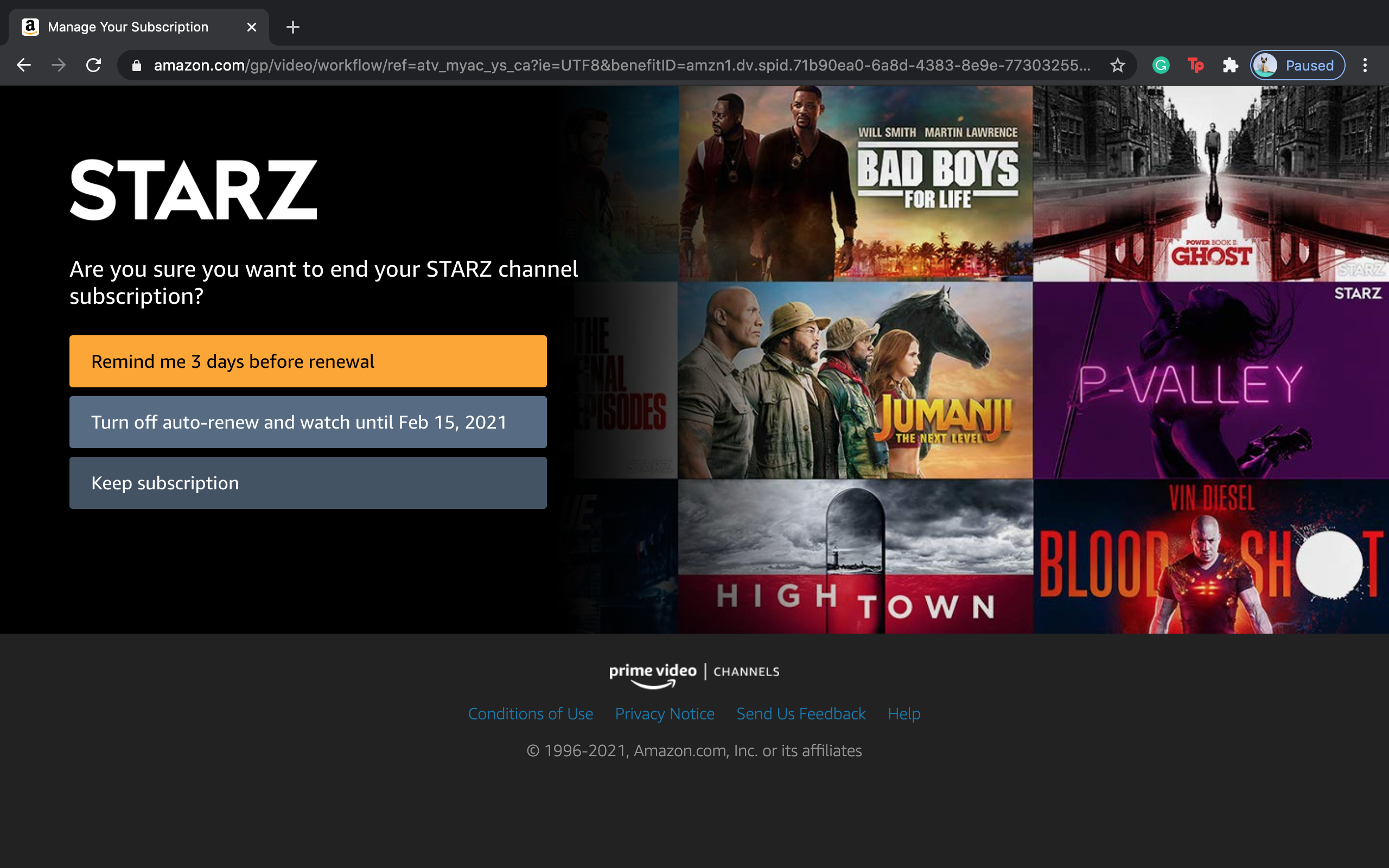 How to cancel a Starz subscription on Amazon when you no longer need