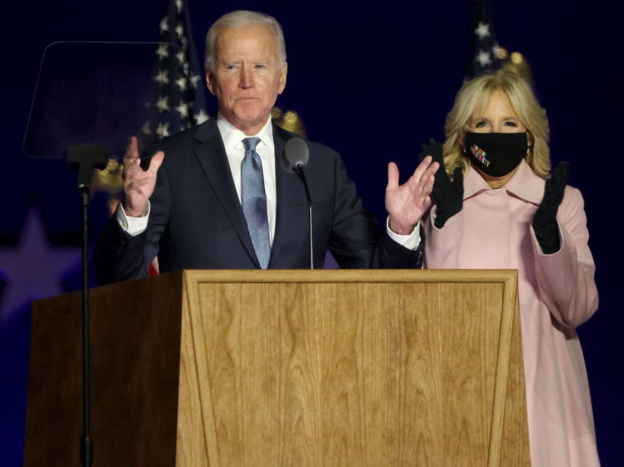 jill biden coat election night