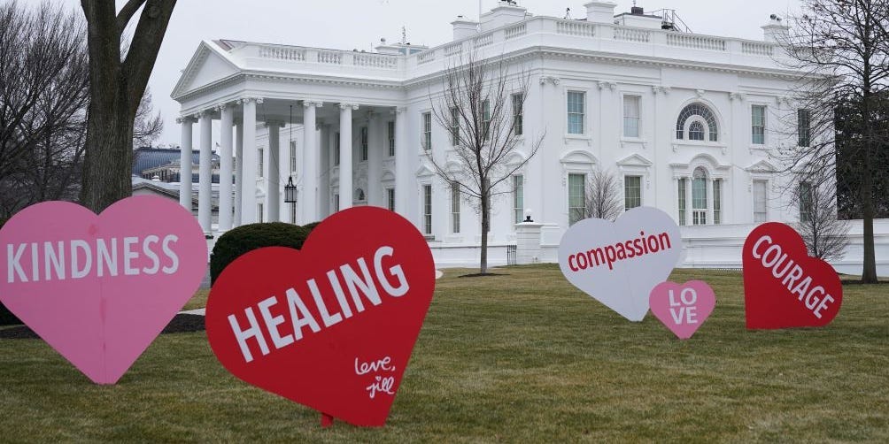 White House Jill Biden valentine's day hearts