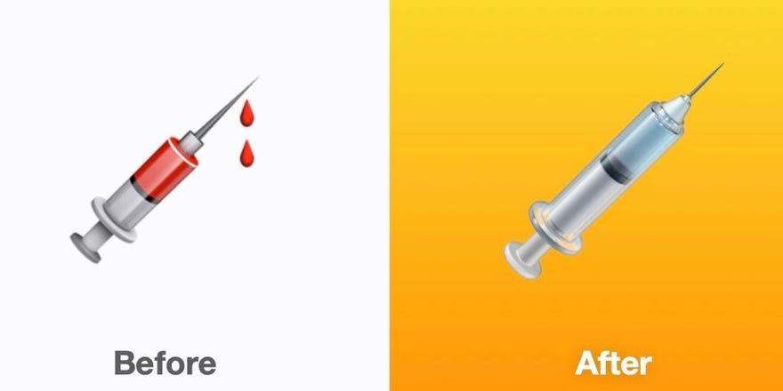 Apple's syringe emoji is getting a makeover.