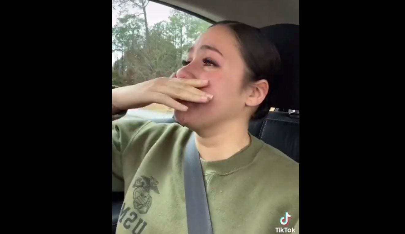 Screenshot of a female Marine's viral TikTok video on sexual assault