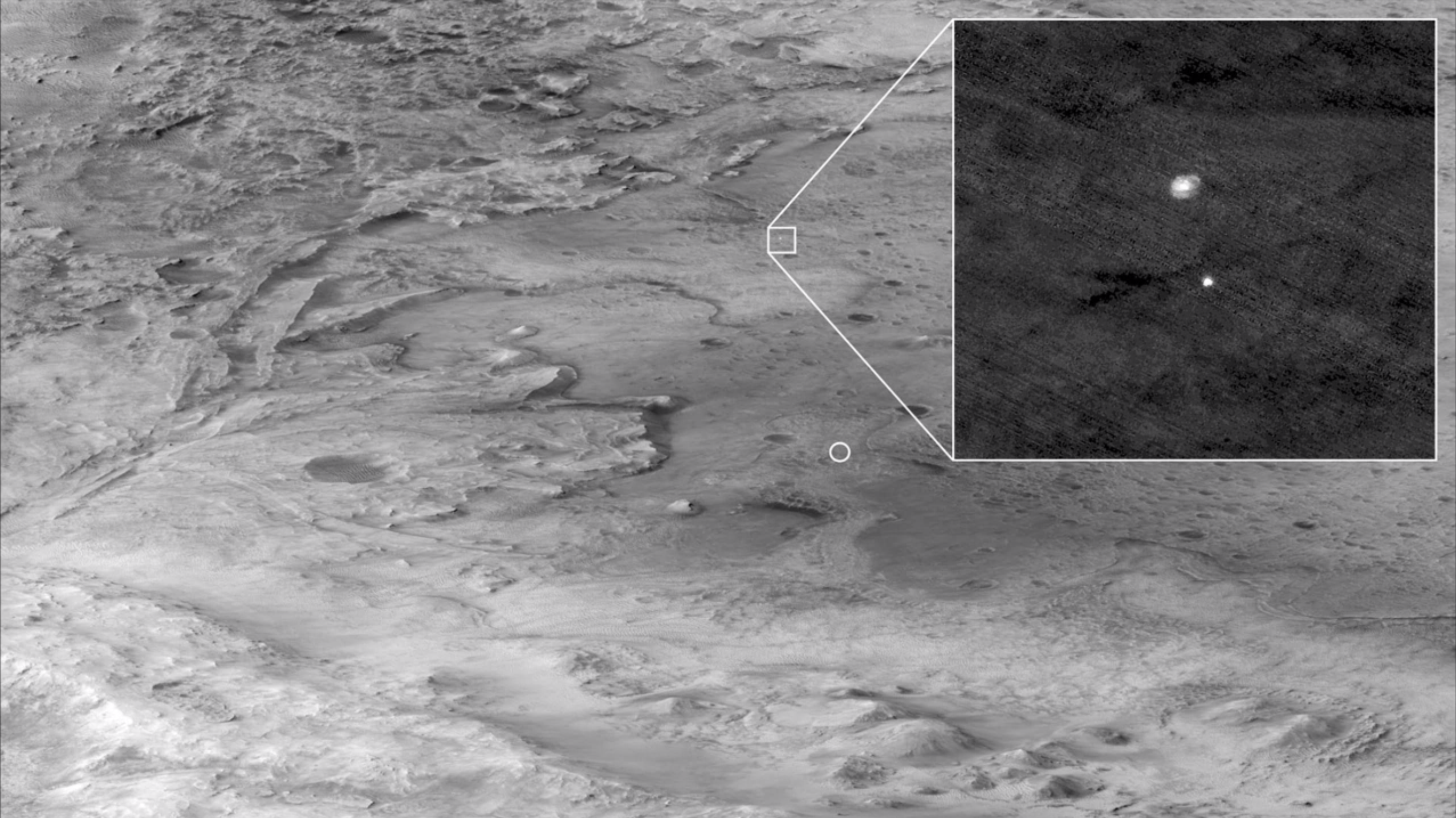 perseverance mars rover landing photo parachute capsule