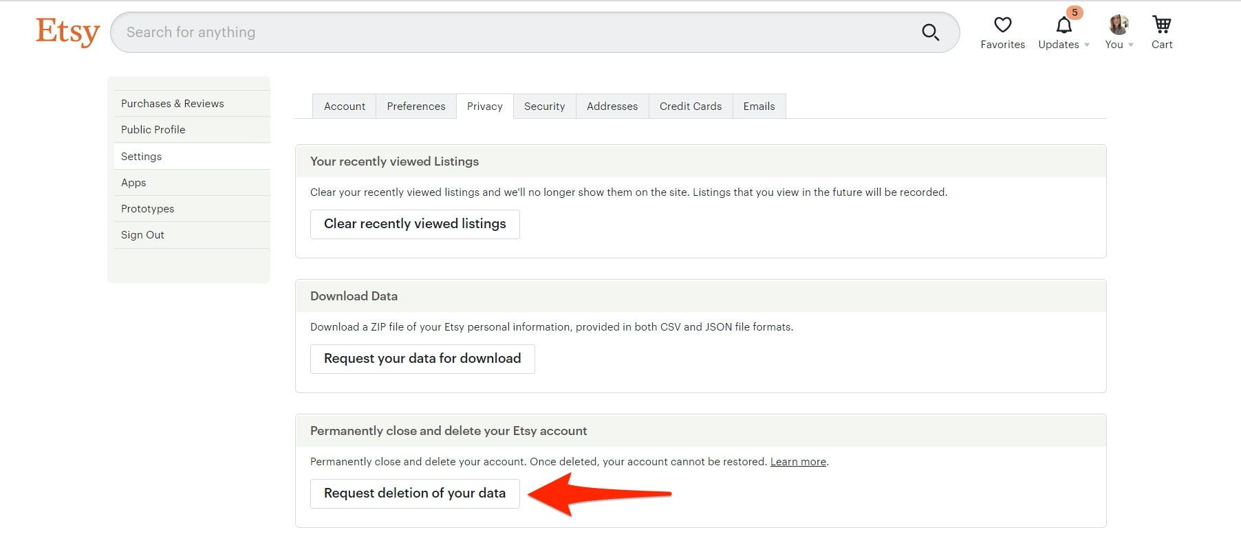 Close Etsy Account 4