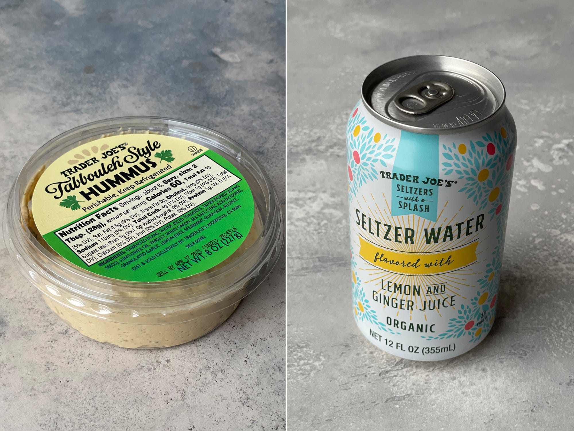 Seltzer Water and Hummus