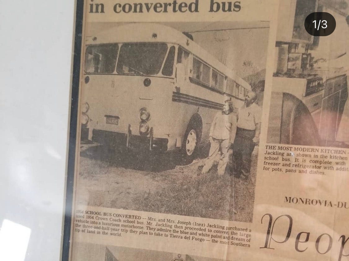 '50s bus, newspaper