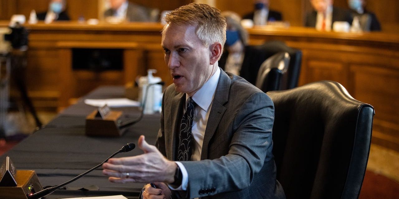 Senator James Lankford, R-OK, speaks during a Senate Committee on Energy and Natural Resources hearing on the nomination of Rep. Deb Haaland, D-NM, to be Interior Secretary.