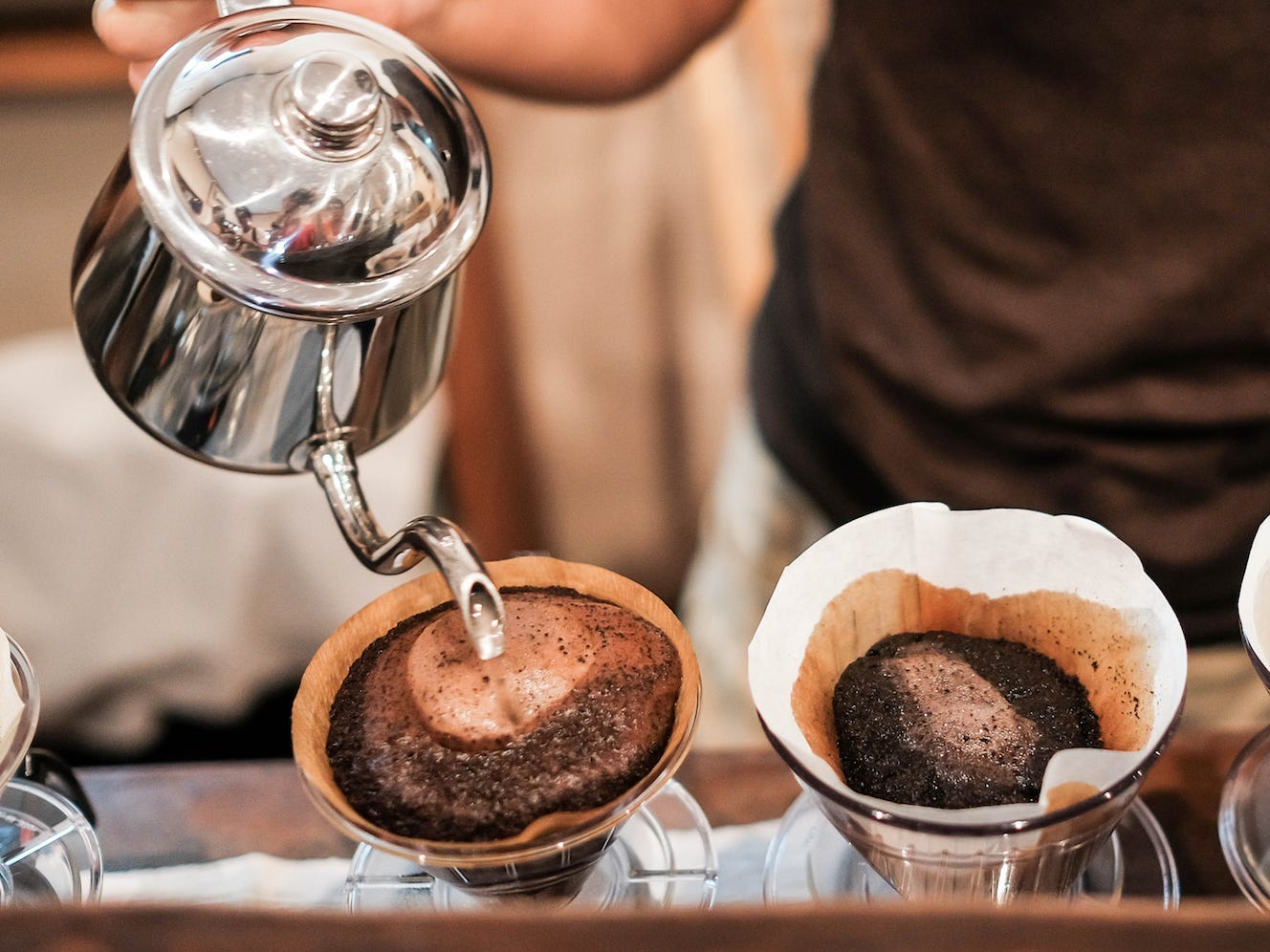 brewing black coffee pour over cup filtered barista shutterstock_473186929