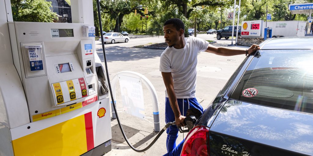 Een Shell-tankstation in Mobile, Alabama.