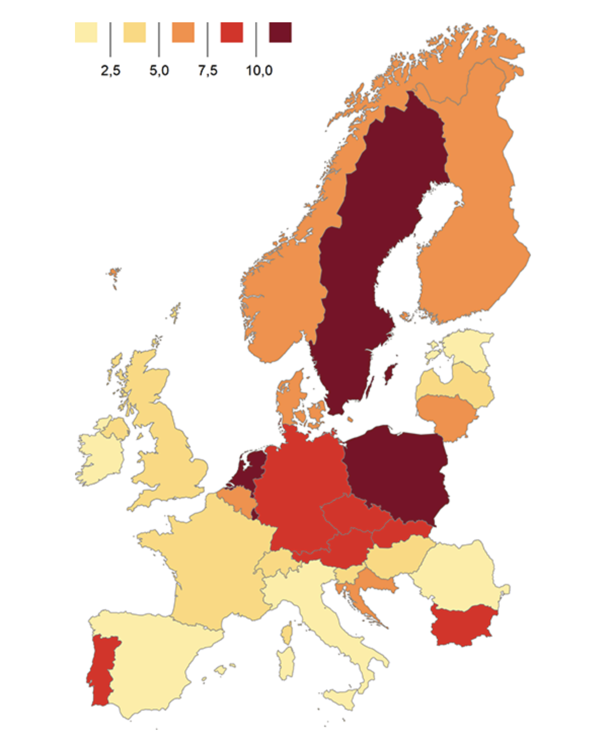 Woningprijsontwikkeling over 2020 voor Nederland en Europa (niet gecorrigeerd voor inflatie). Bron: Calcasa