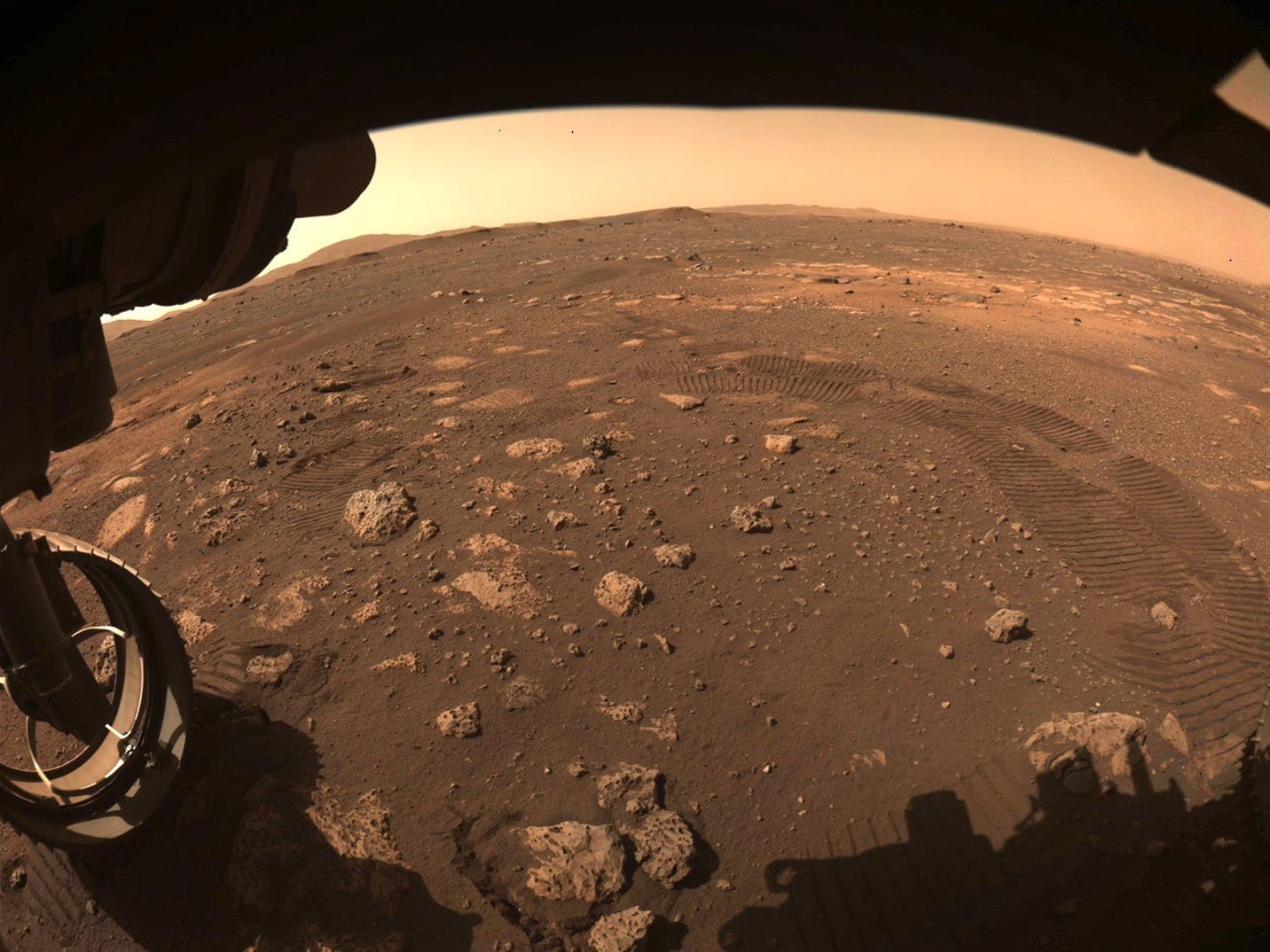 perseverance mars rover wheel tracks first drive nasa