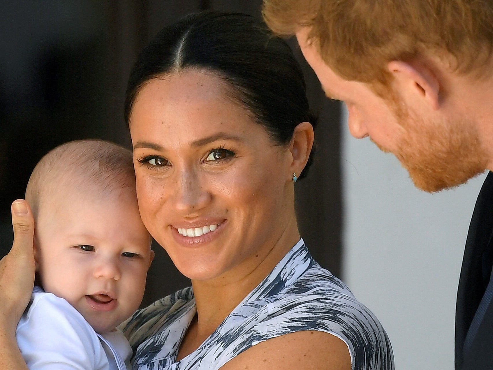 The Duke and Duchess of Sussex holding their baby Archie.