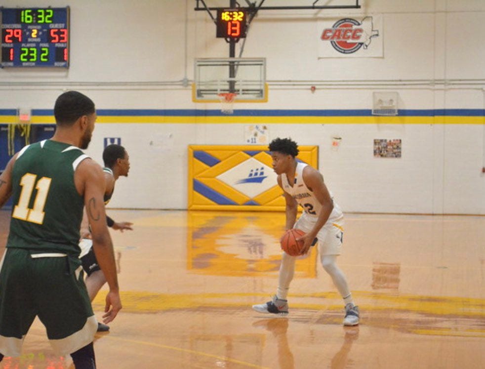 Chauncey Sterling playing basketball for Concordia College.
