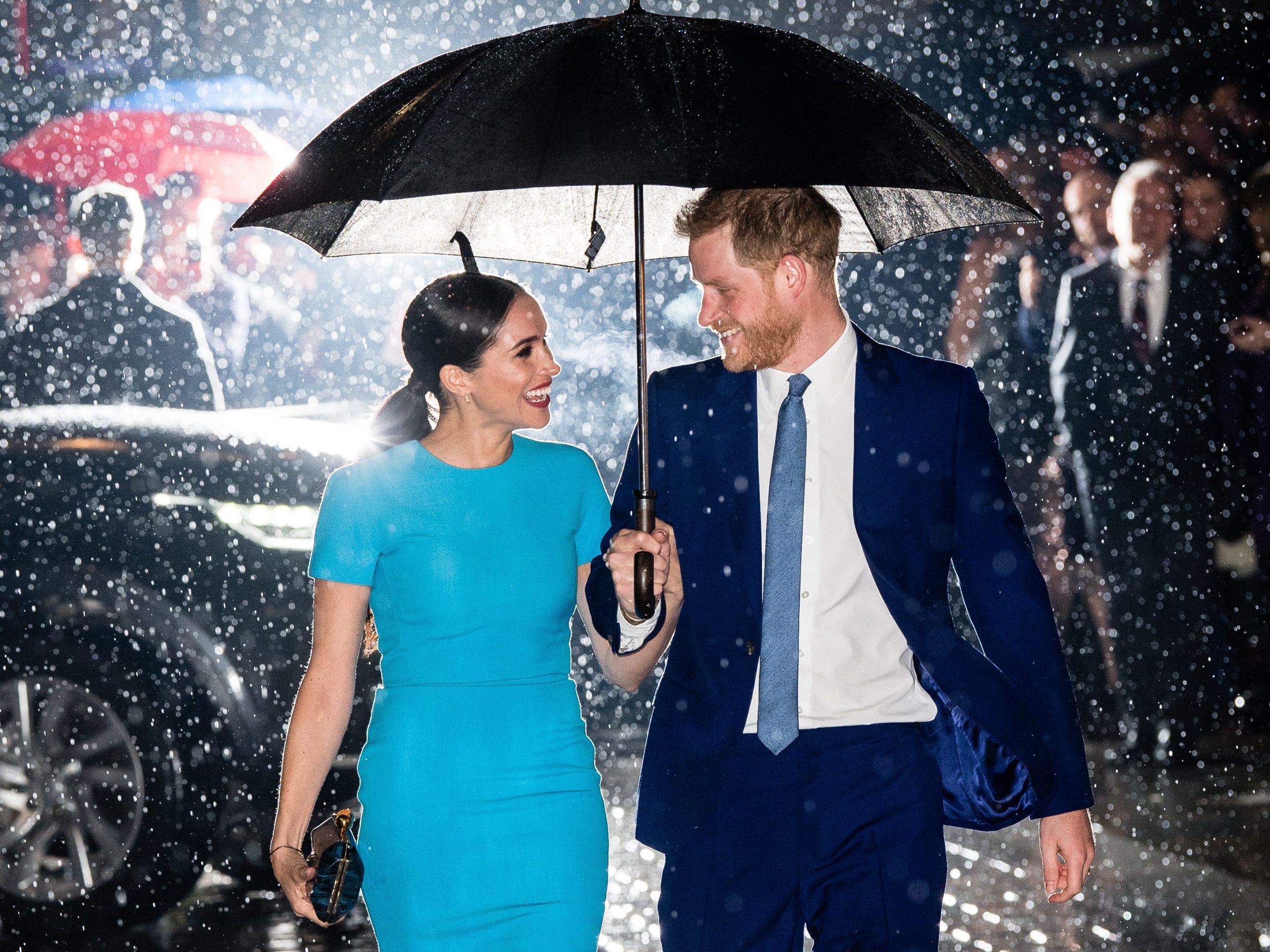 prince harry meghan markle rain