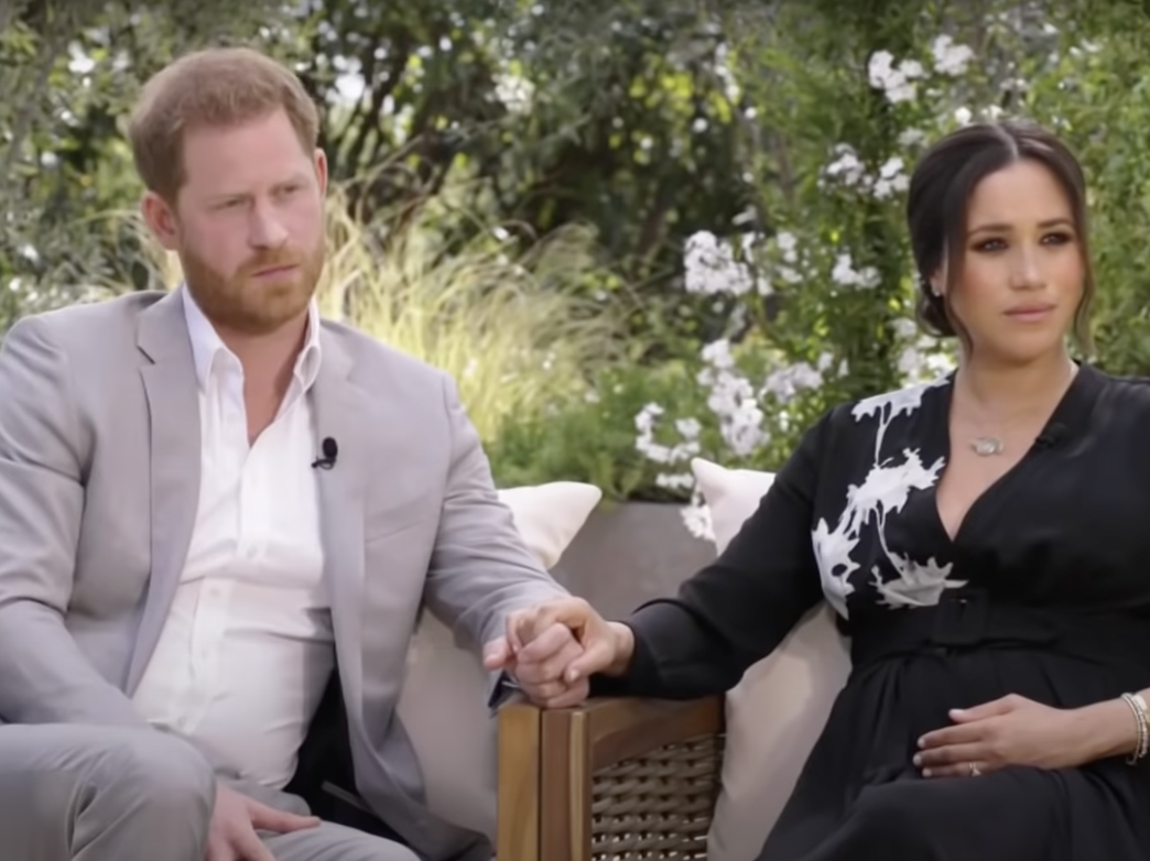 Prince Harry and Meghan Markle during sit-down interview with Oprah Winfrey.