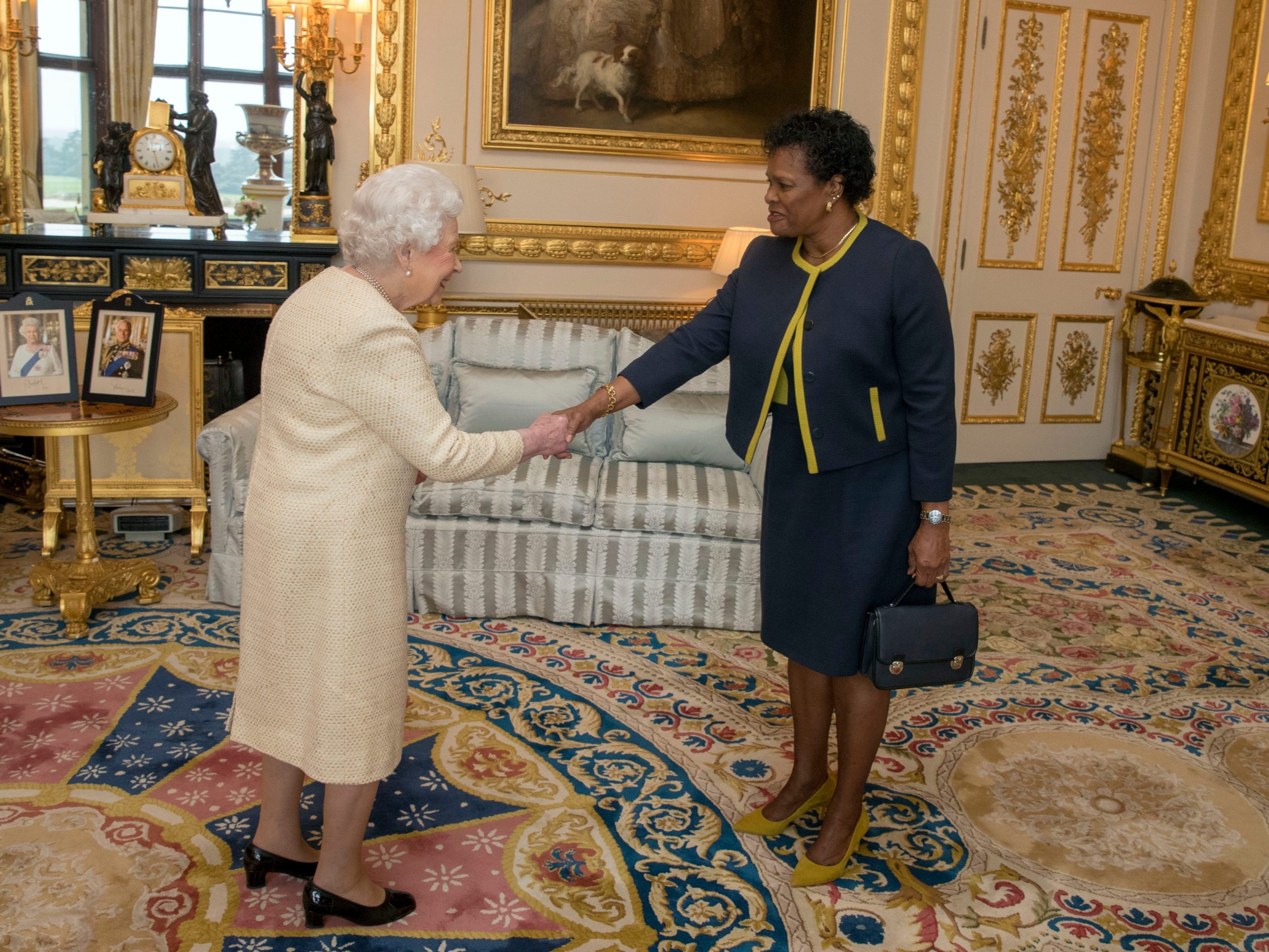 Queen Elizabeth and Governor General of Barbados Dame Sandra Mason