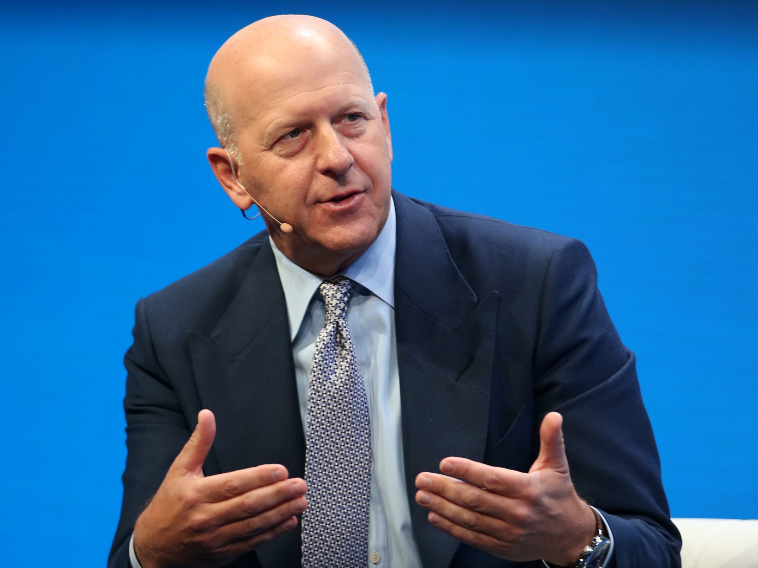 David M. Solomon, President and Co-Chief Operating Officer of Goldman Sachs, speaks during the Milken Institute Global Conference in Beverly Hills