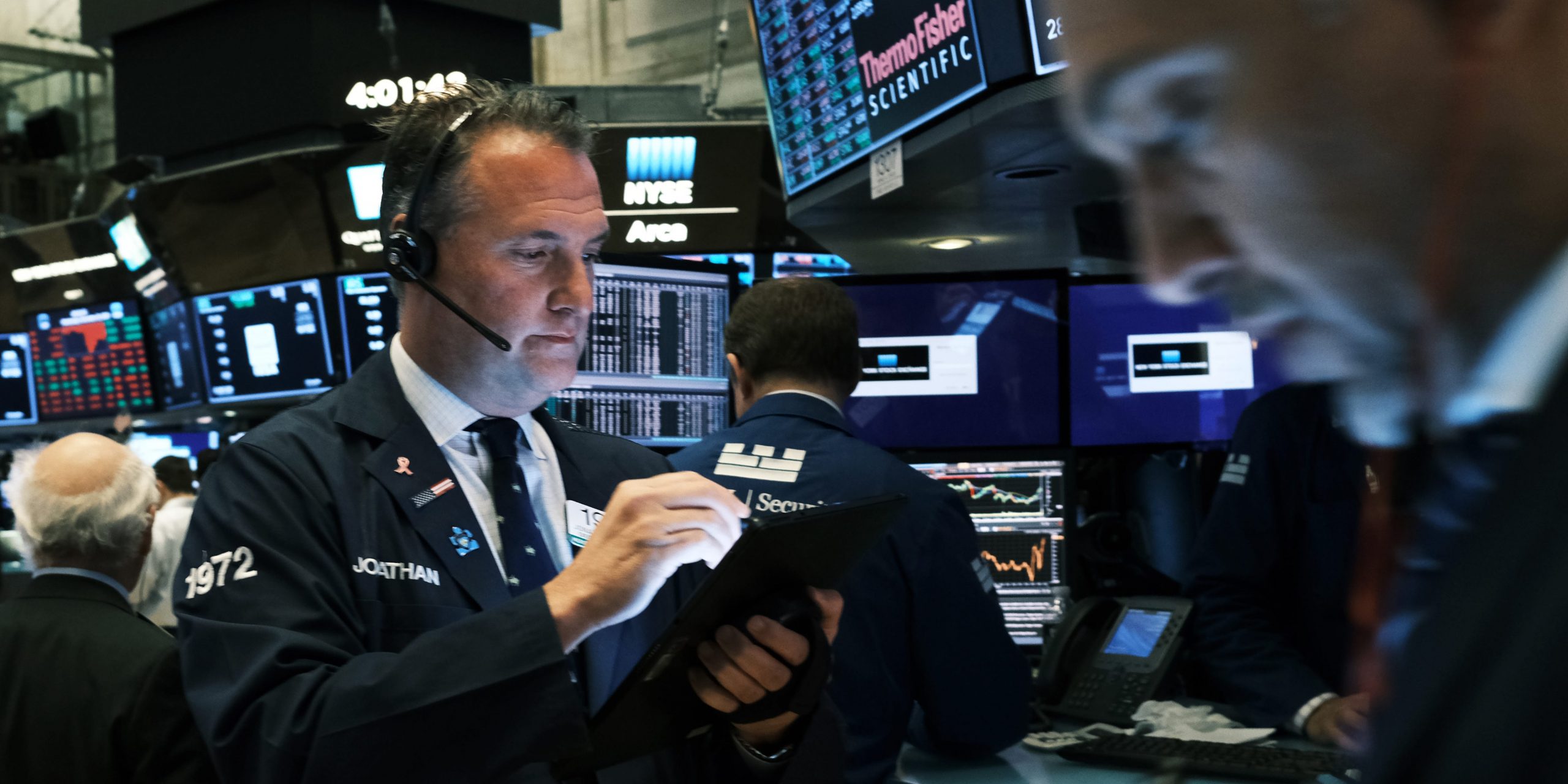 Traders work on the floor of the New York Stock Exchange (NYSE) on November 20, 2019 in New York City