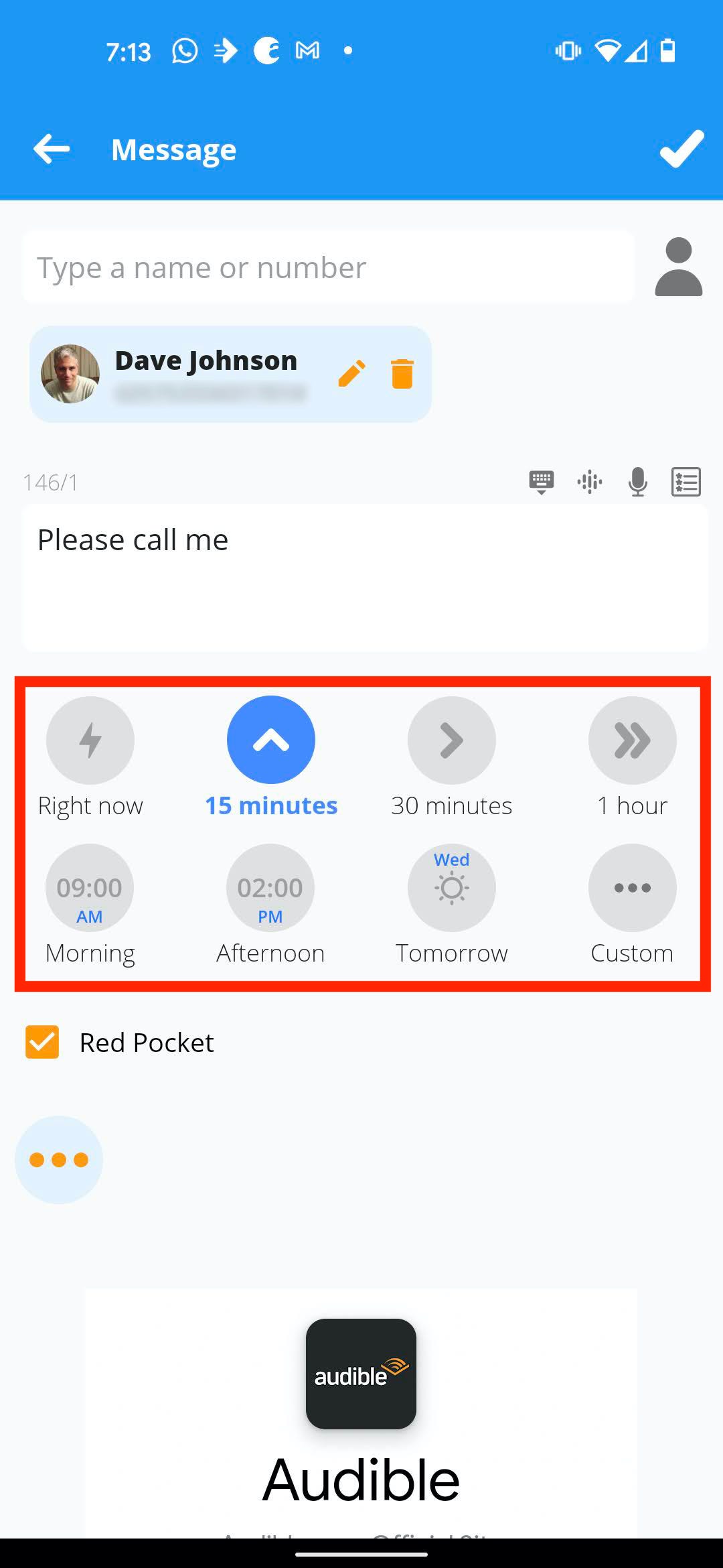 How to schedule texts on Android 4