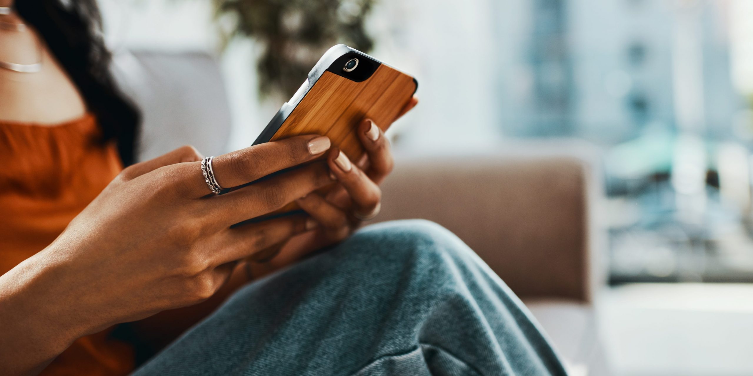 woman using smartphone