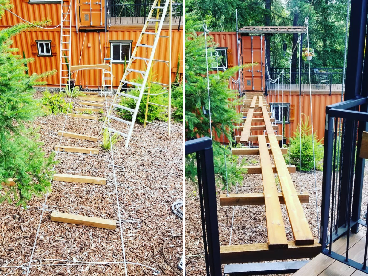 tiny house suspension bridge