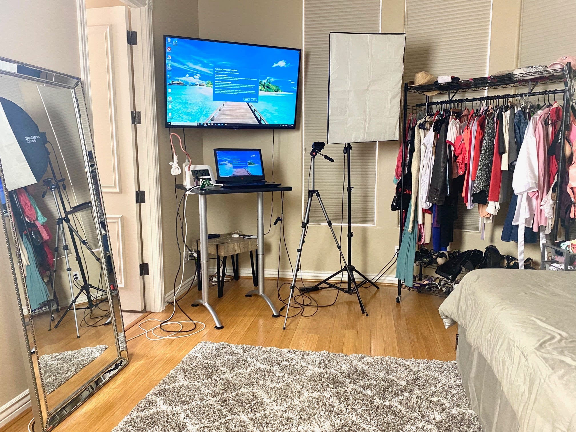 Ainslee Divine's camming setup in the guest bedroom of her home.