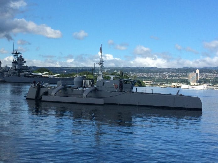 Sea Hunter, an entirely new class of unmanned sea surface vehicle developed in partnership between the Office of Naval Research (ONR) and the Defense Advanced Research Projects Agency (DARPA)