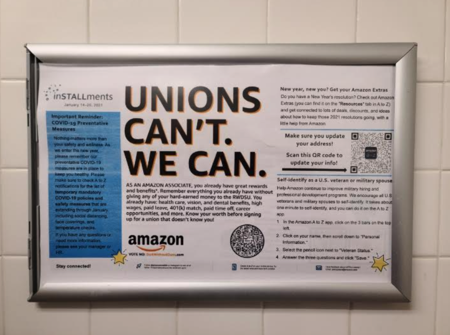 Amazon anti union sign Bessemer