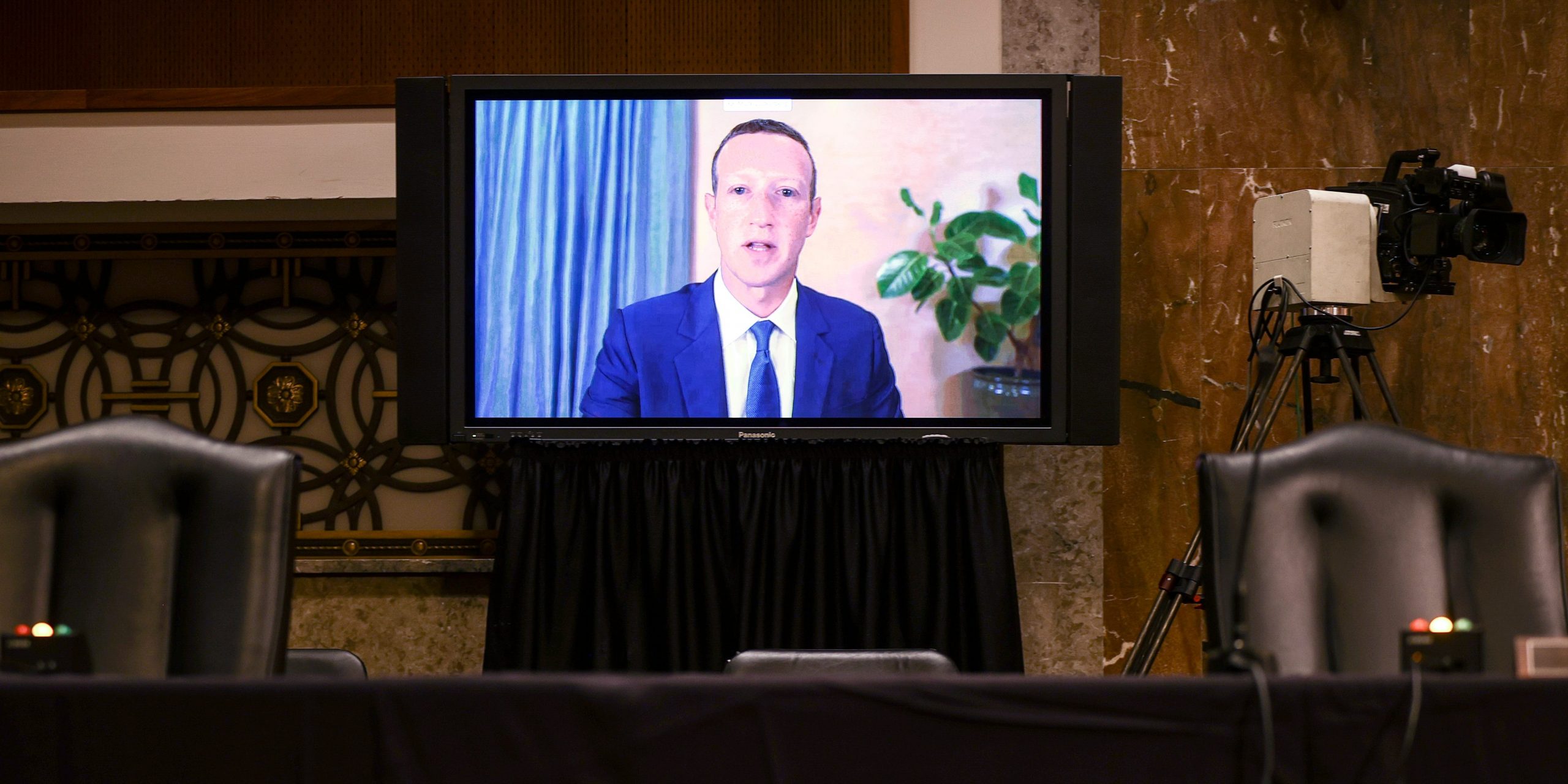 zuckerberg congress WASHINGTON, DC - NOVEMBER 17: Facebook CEO Mark Zuckerberg testifies remotely during a Senate Judiciary Committee hearing titled, "Breaking the News: Censorship, Suppression, and the 2020 Election" on Capitol Hill on November 17, 2020 in Washington, DC. Twitter CEO Jack Dorsey is also scheduled to testify remotely. (Photo by Hannah McKay-Pool/Getty Images)