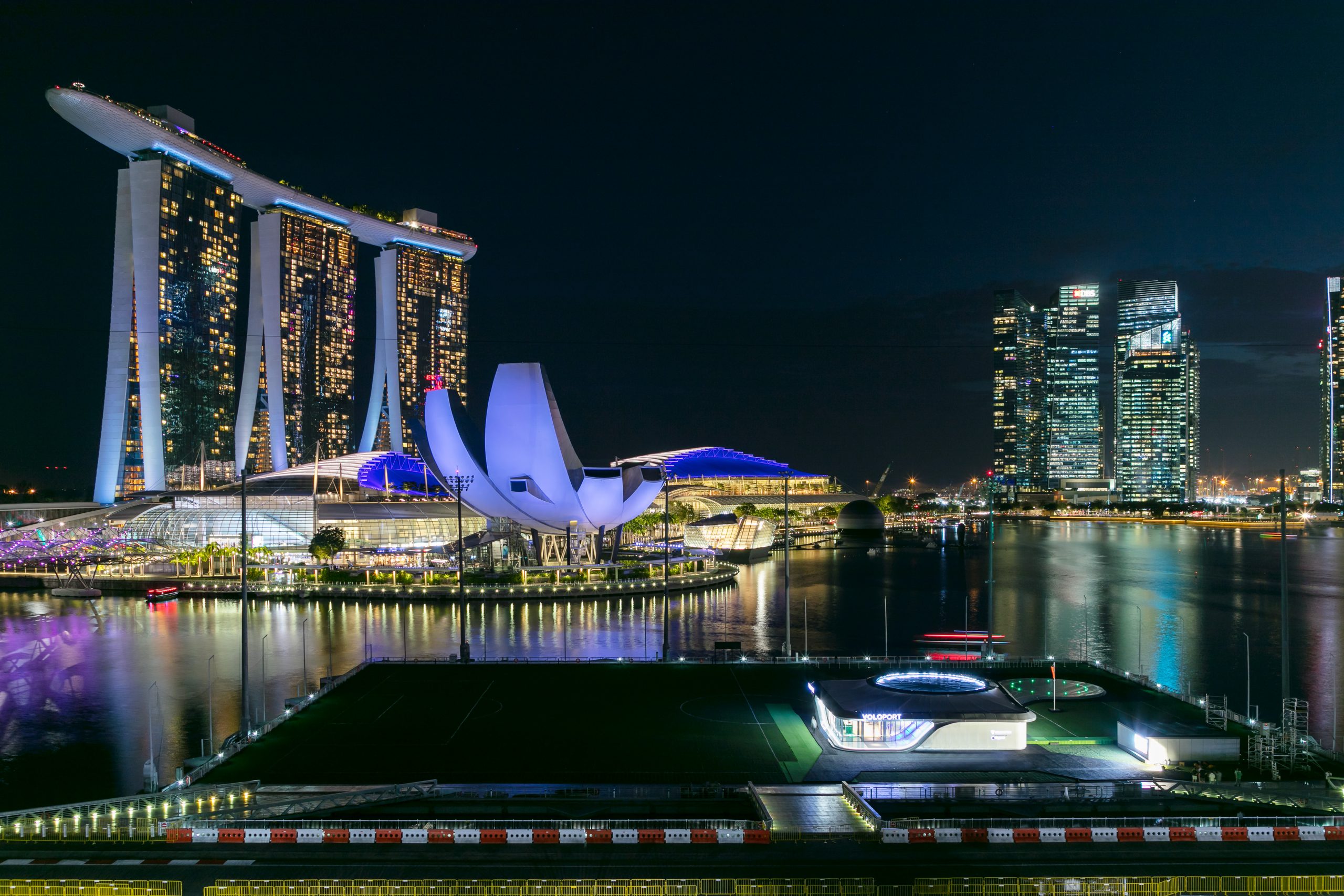 Een tijdelijke VoloPort in Singapore. Foto: Volocopter