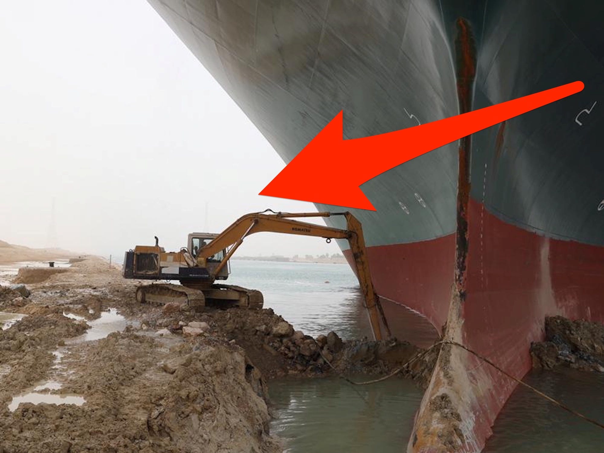 digger skitch excavator suez canal ever given