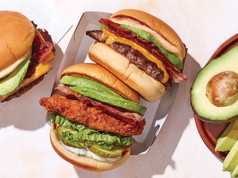 Shake Shack's new avocado and bacon burger and sandwich.