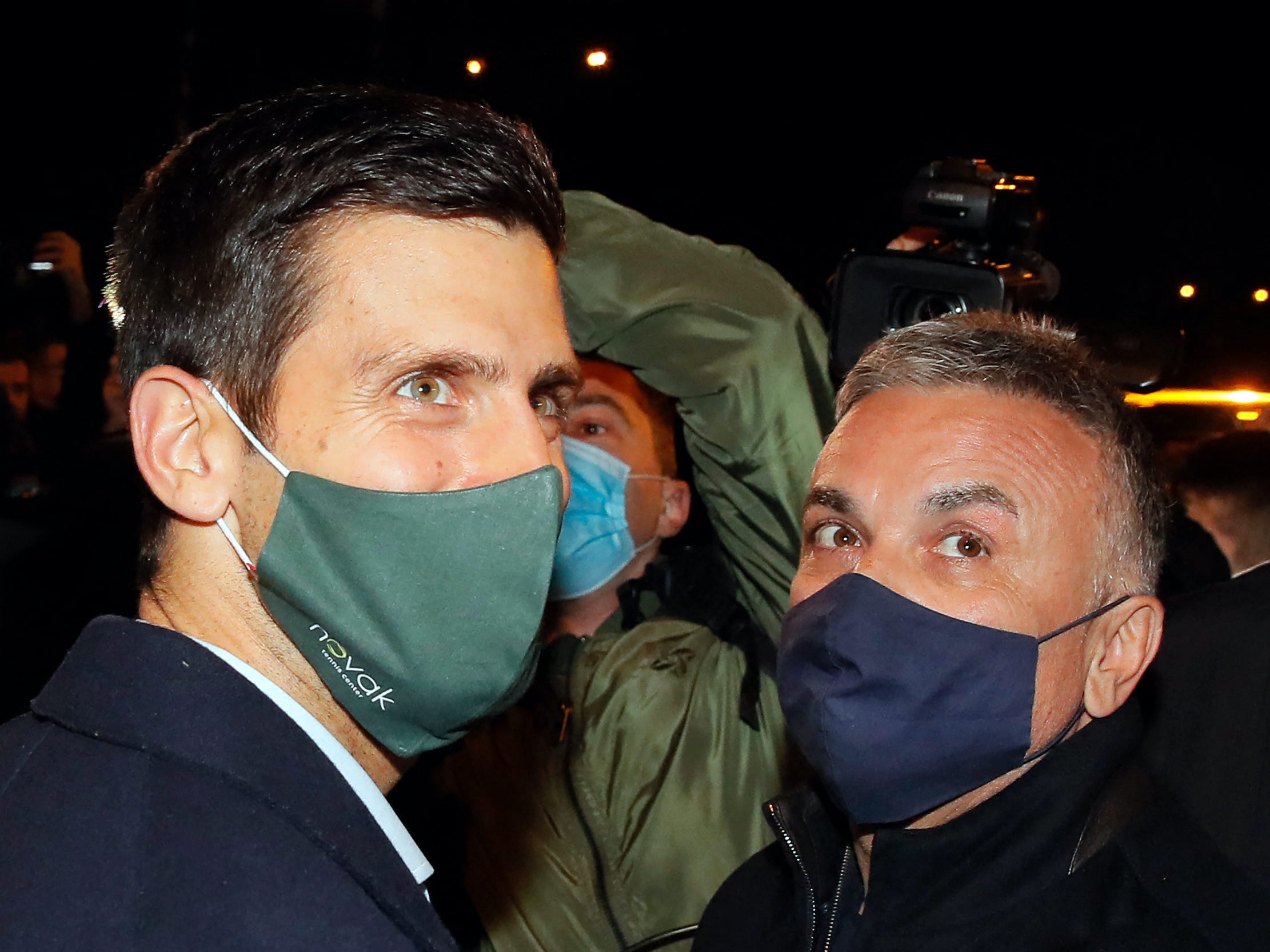 Novak Djokovic and his father in March 2021