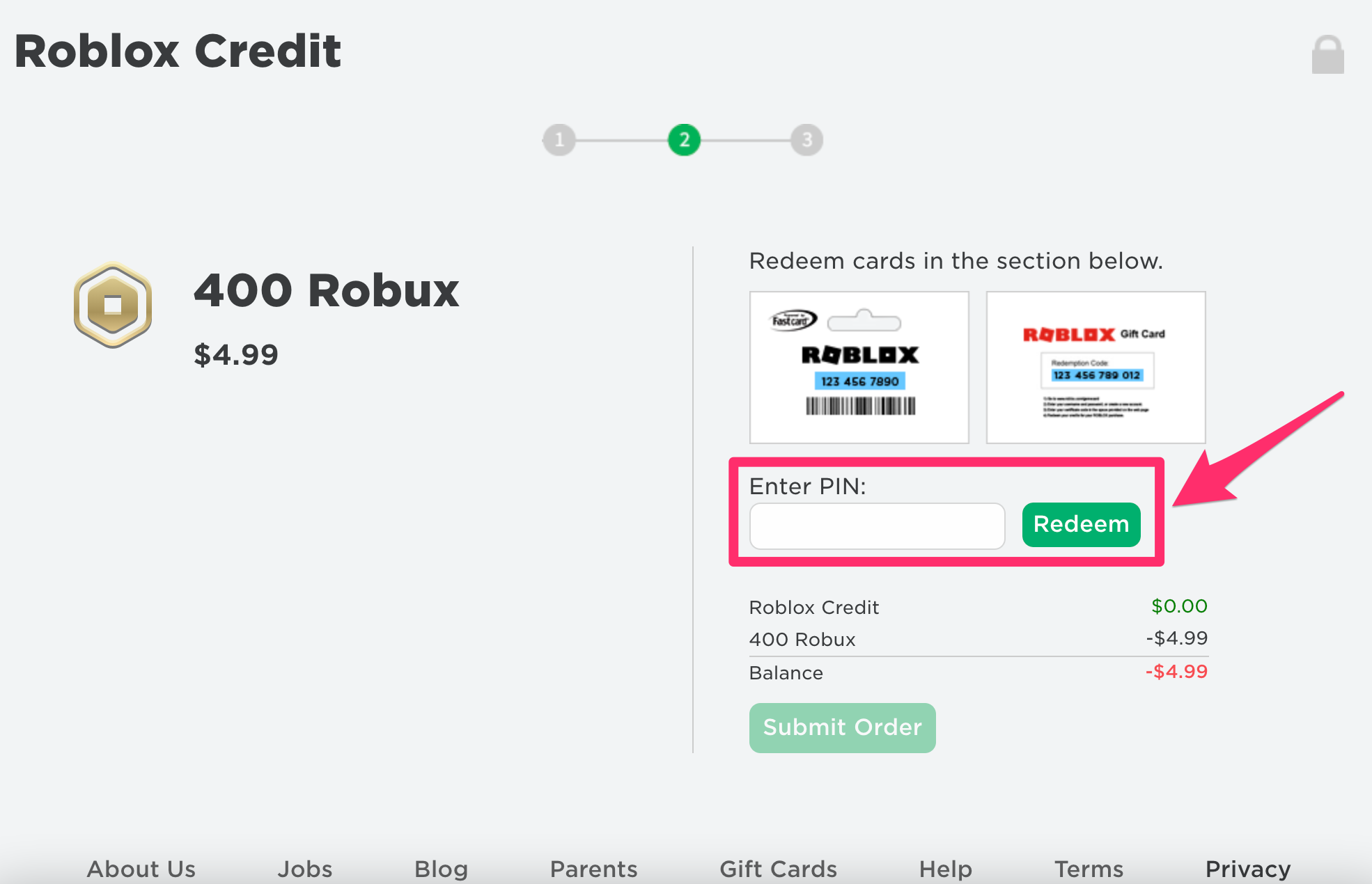 reedem card code robux - Roblox