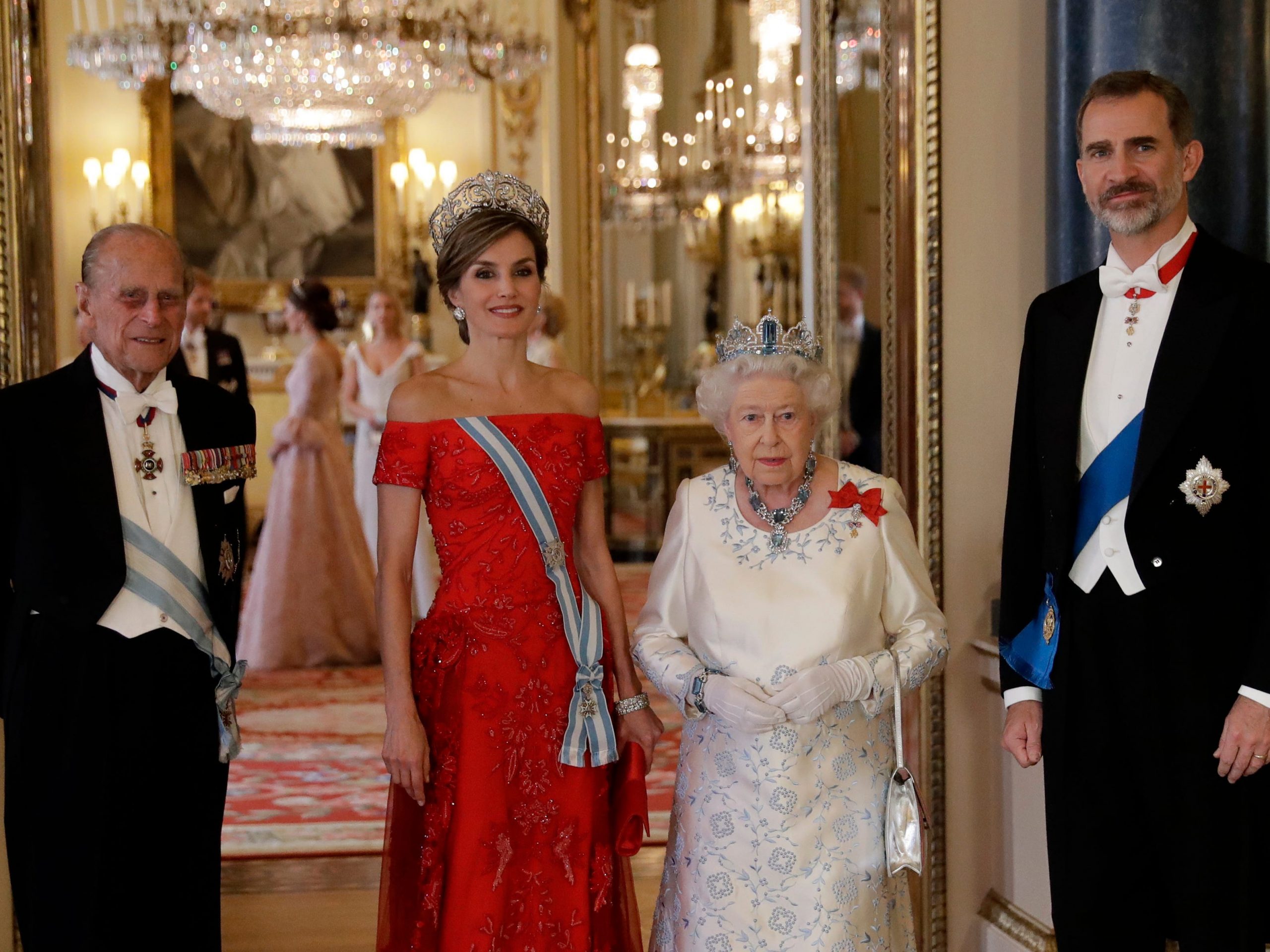 spain's king and queen with prince philip and queen elizabeth