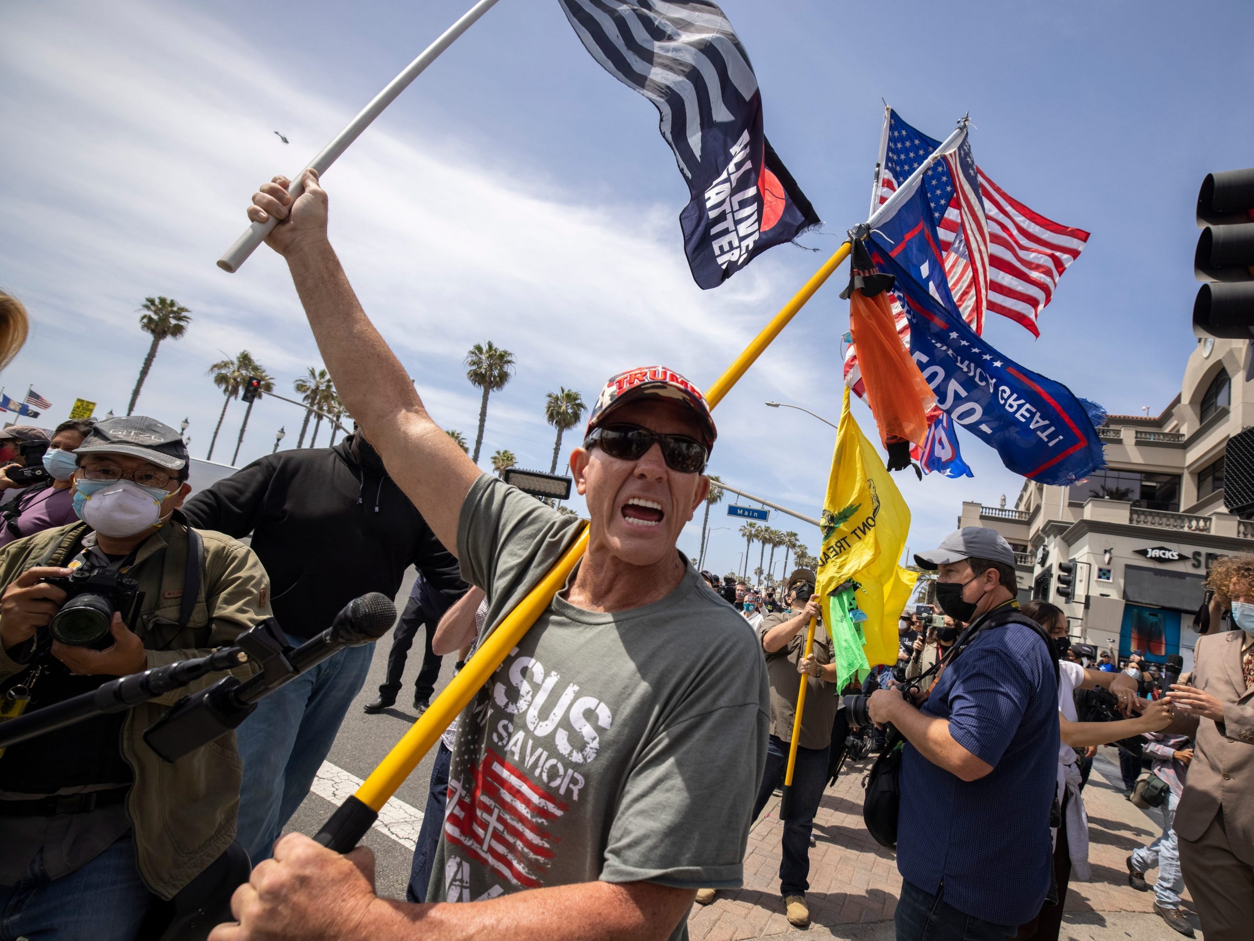 huntington beach white lives matter rally