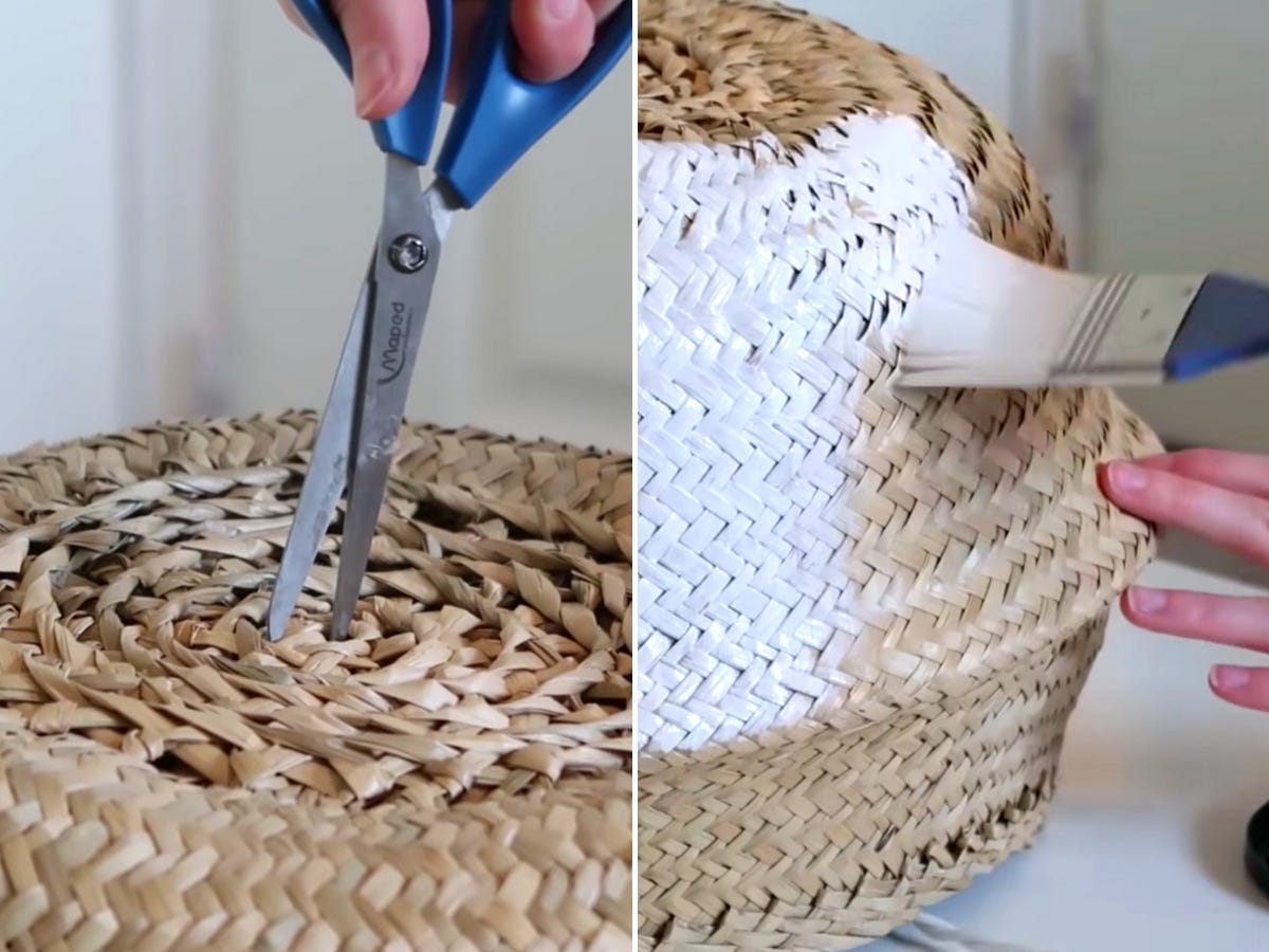 McGowan had to cut a hole and paint the basket for this Ikea hack. Kirsten McGowan 