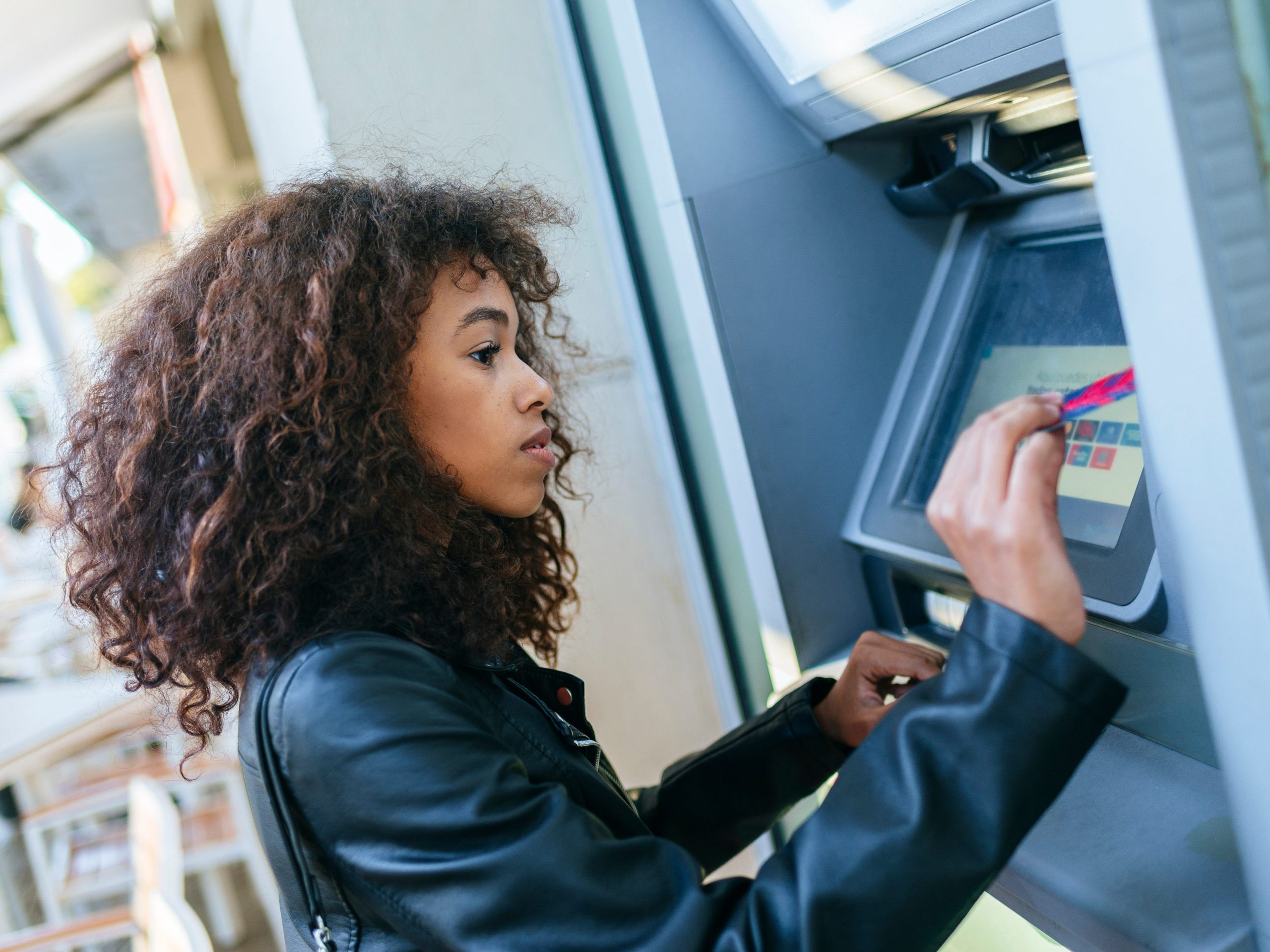 woman atm credit card