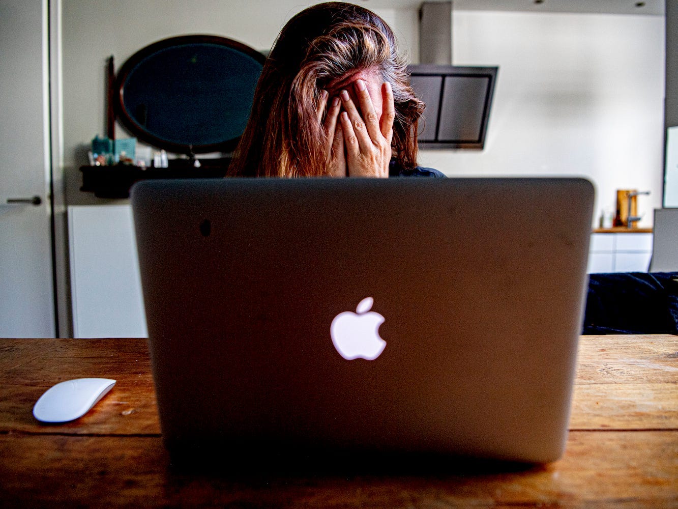 woman stressed laptop