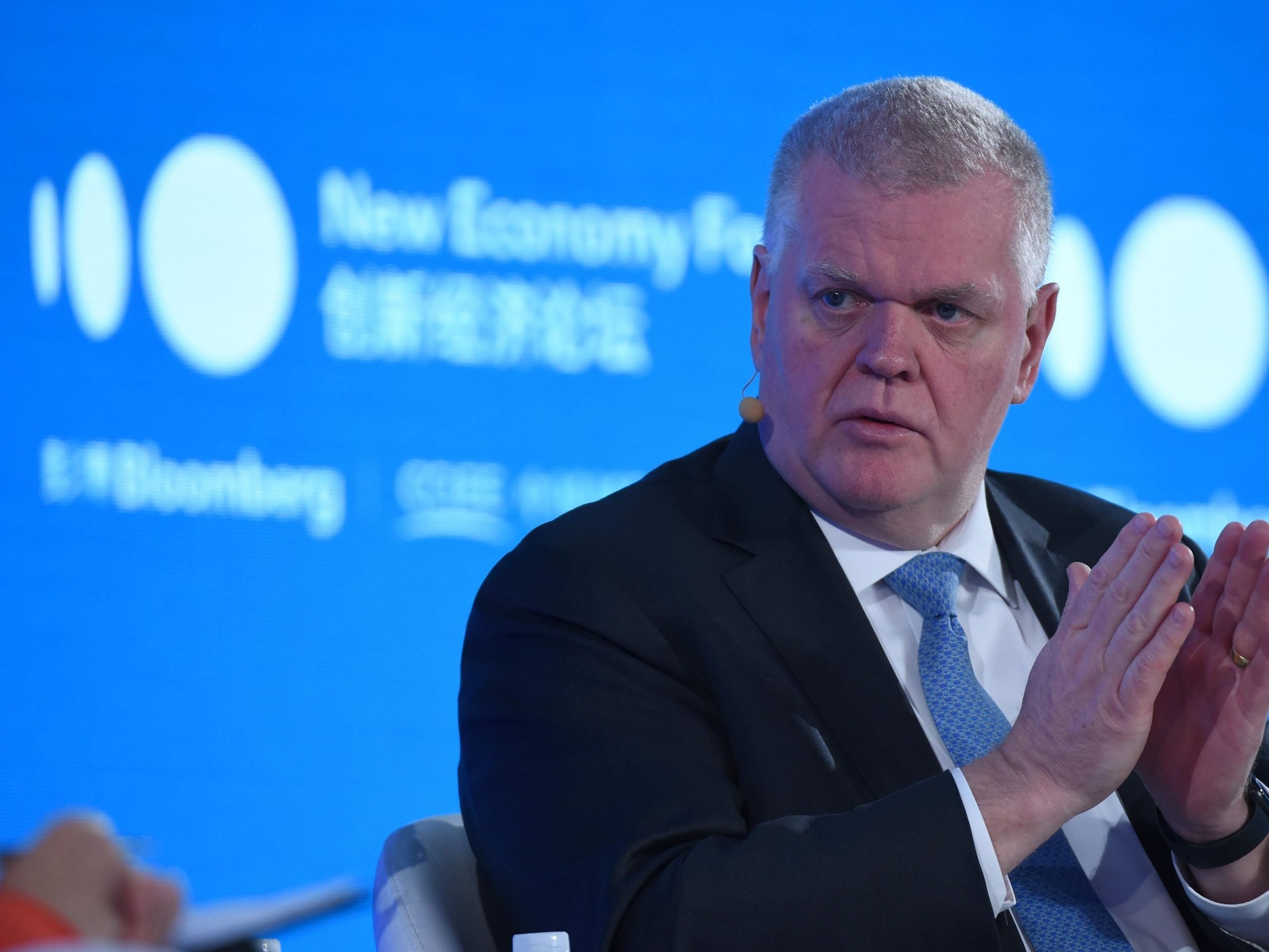 HSBC's interim CEO Noel Quinn speaks during 2019 New Economy Forum at China Center for International Economic Exchanges (CCIEE) on November 22, 2019 in Beijing, China.