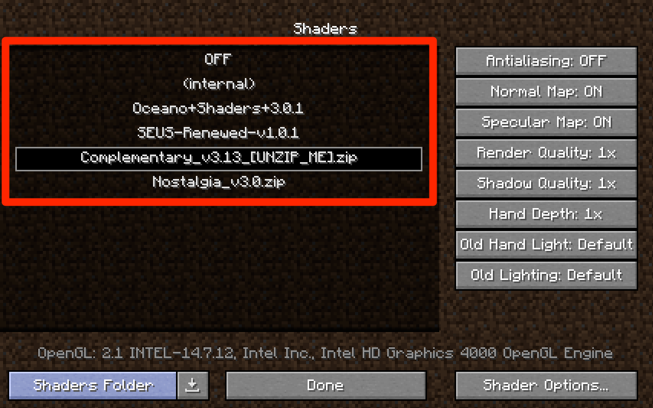 minecraft how to use shaders with twitch launcher