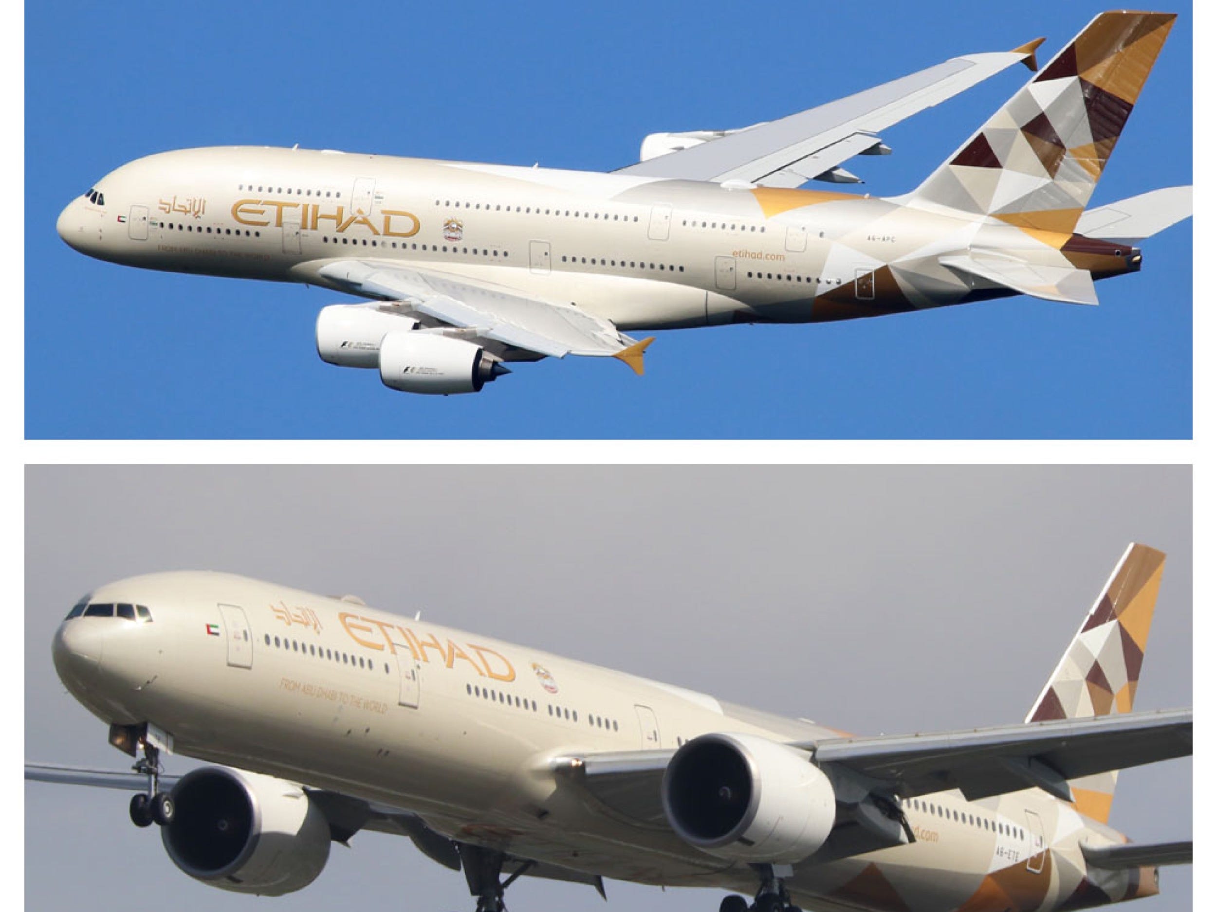 Etihad Airways Airbus A380 and Boeing 777