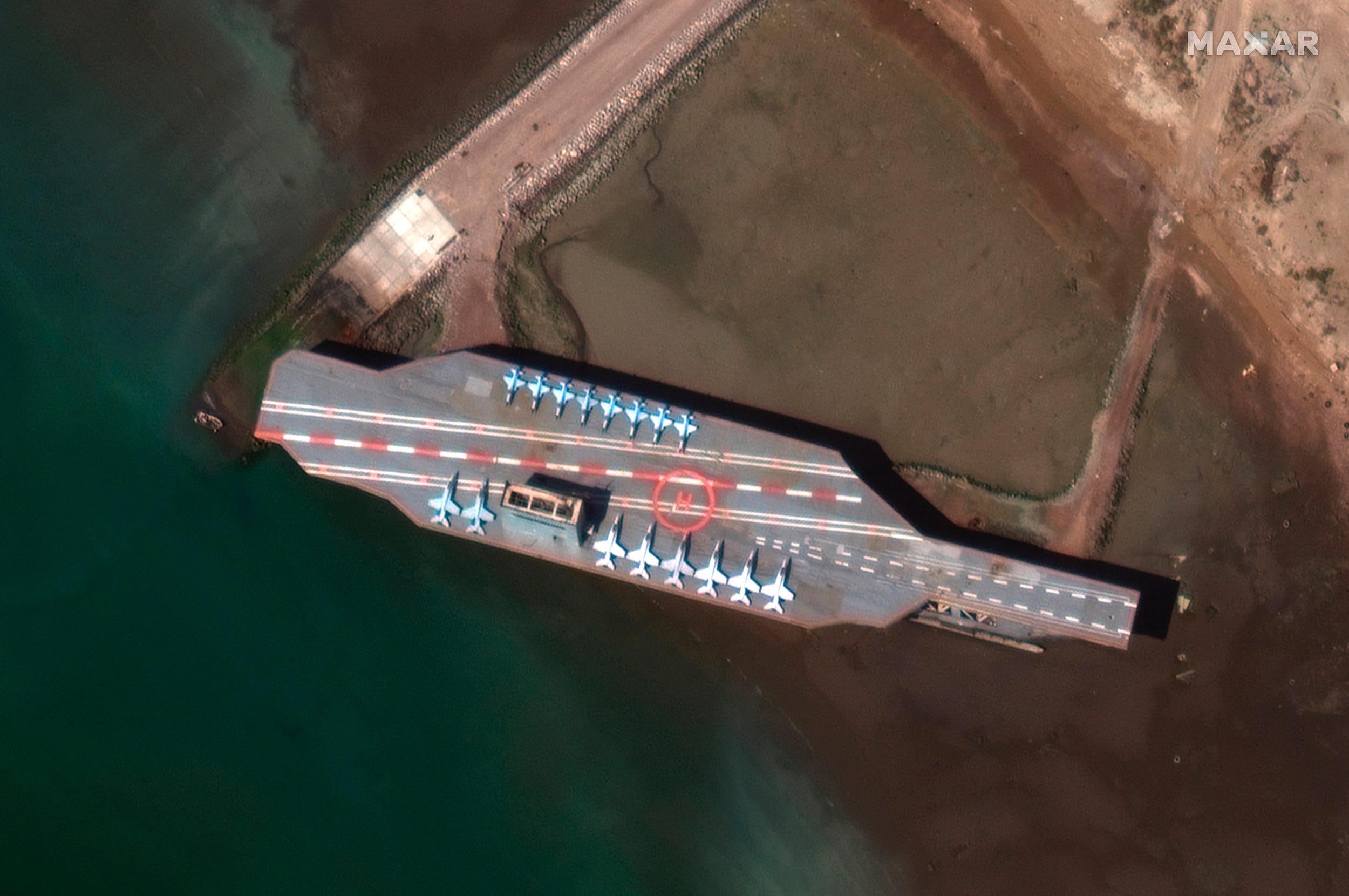 Iran mockup aircraft carrier Bandar Abbas