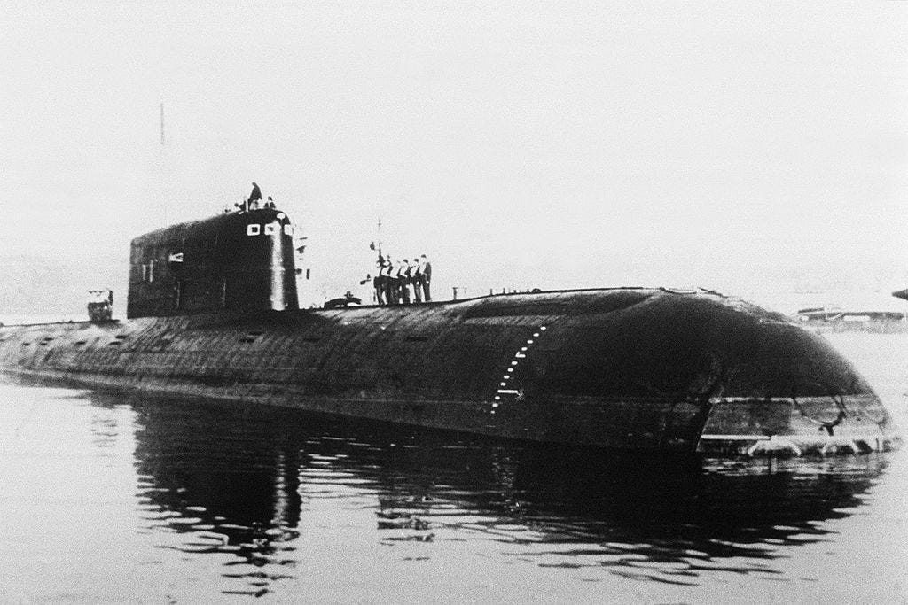 Undated picture taken in St. Petersburg showing the nuclear-powered submarine Komsomolets
