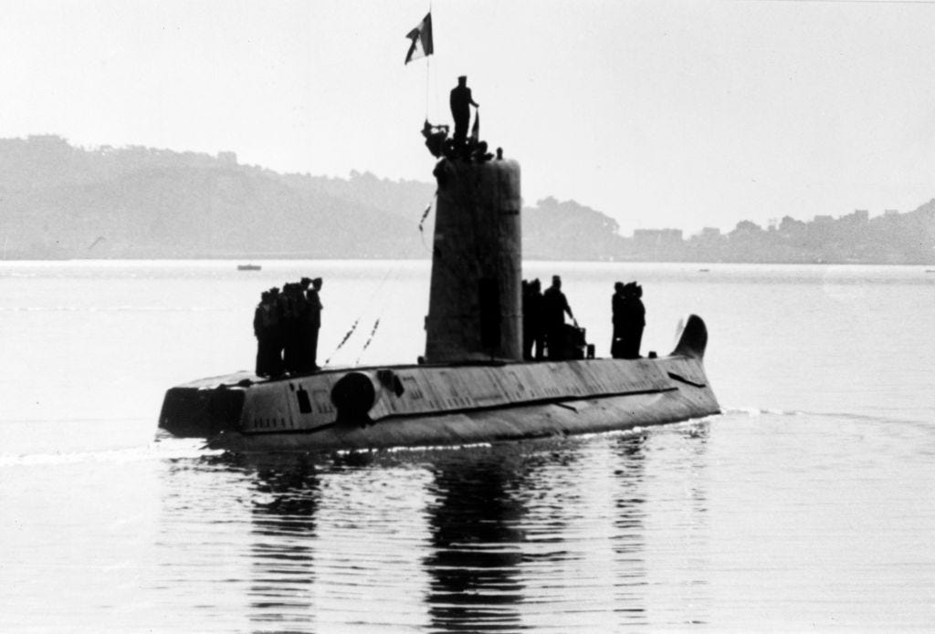 The submarine 'Eurydice' in the harbor of Toulon, France, February 9, 1968